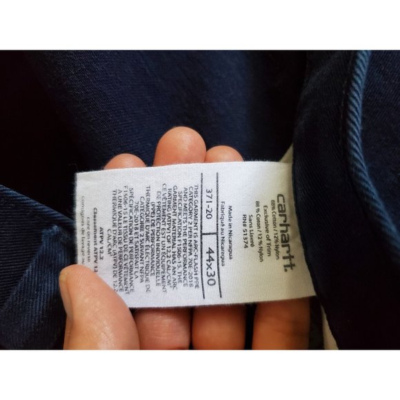 Carhartt FR Men's 44 x 30 Flame Resistant Blue Canvas Pants Loose - Picture 6 of 10